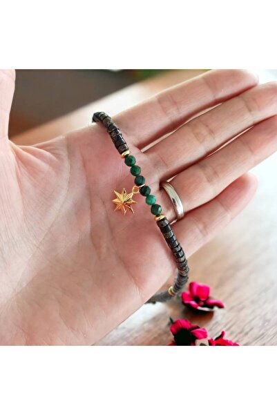 Ezera Κολιέ με αφρικανικό σμαράγδι και δίσκους θαλάσσιων ιζημάτων