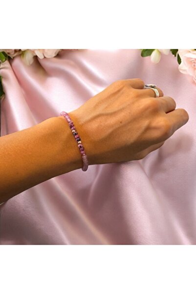 Ezera Γυναικείο βραχιόλι Arabella από ροδονίτη και ροζ νεφρίτη με ροζ επιχρυσ...