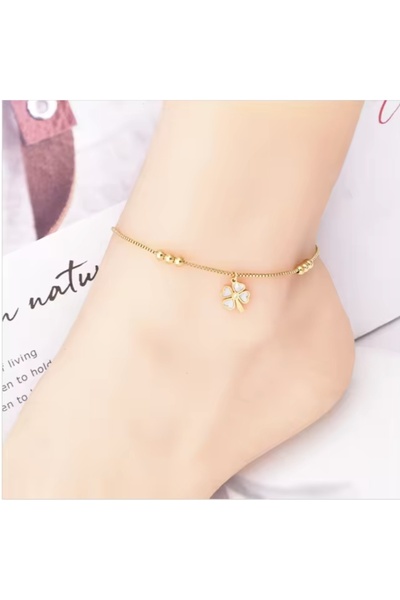 Ezera Βραχιόλι αστραγάλου με τετράφυλλο τριφύλλι και επιμετάλλωση χρυσού 14 κ...