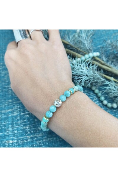 Ezera Βραχιόλι Αμαζονίτη και Πράσινου Νεφρίτη για Γυναίκες, Kaira ❤️, με Χρυσ...