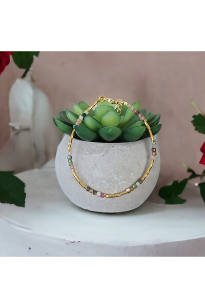 Ezera Βραχιόλι Boho από πολύχρωμους κρυστάλλους τουρμαλίνης