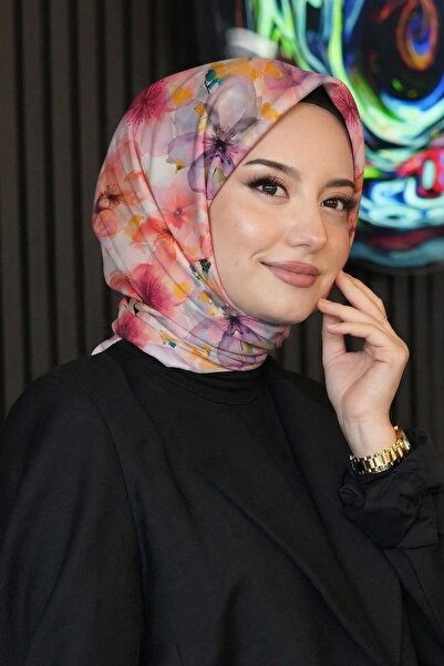 AFVENTE Μαλακό βαμβακερό κασκόλ με σχέδιο ορχιδέας