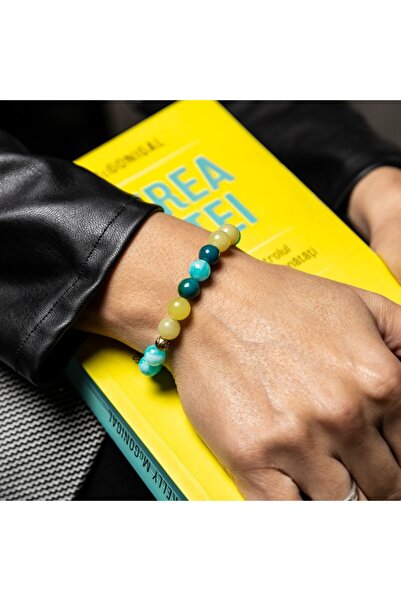 Ezera Βραχιόλι για Γυναίκες από Αμαζονίτη, Λεμονίτη και Πέτρα Φοίνικα, Geetica