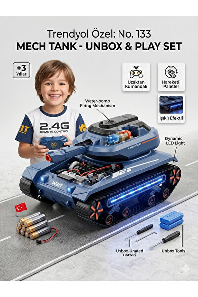 CAN OYUNCAK Uzaktan Kumandalı Şarjlı Çok Fonksiyon Tank