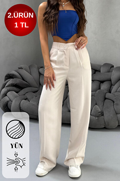 BİKELİFE Γυναικείο παντελόνι Palazzo με ψηλόμεσο φαρδύ πόδι, χαλαρή εφαρμογή