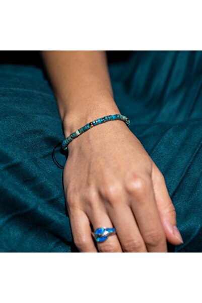 Ezera Βραχιόλι για κορίτσια με κορδόνι ίασπις από τιρκουάζ θαλάσσιο ίζημα, Ina