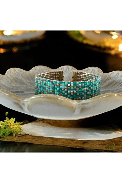 Ezera Χειροποίητο Βραχιόλι Darcy με Πολλαπλές Επιφάνειες, Τυρκουάζ Χρυσό