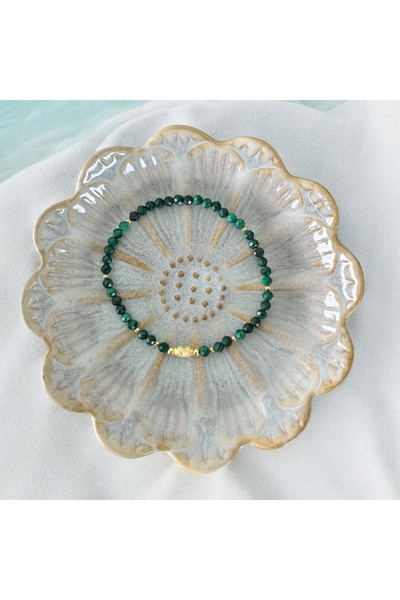 Ezera Βραχιόλι Linda με κρυστάλλους μαλαχίτη και επιχρυσωμένα ασημένια αξεσουάρ