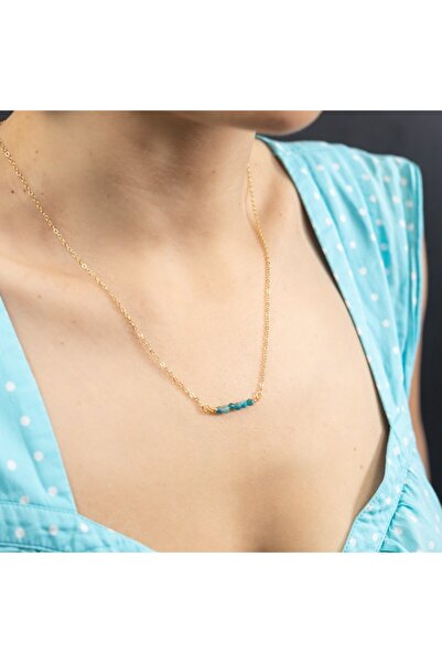 Ezera Χαριτωμένο κολιέ με μικρές ημιπολύτιμες χάντρες από απατίτη, Ehan, επιχ...