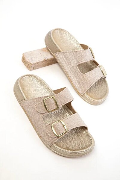 Alphus Γυναικείες καθημερινές κομψές παντόφλες Pienn Double Belted Glitter