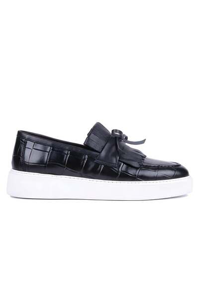 Ahmed Hamdi Bey Oliver Black Crocodile Men's Leather Shoes
