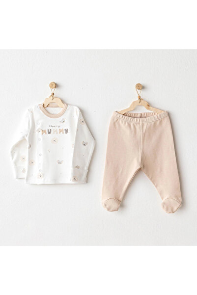 andywawa Ac25849 Happy Animals 2-Piece Bodysuit Set Beige