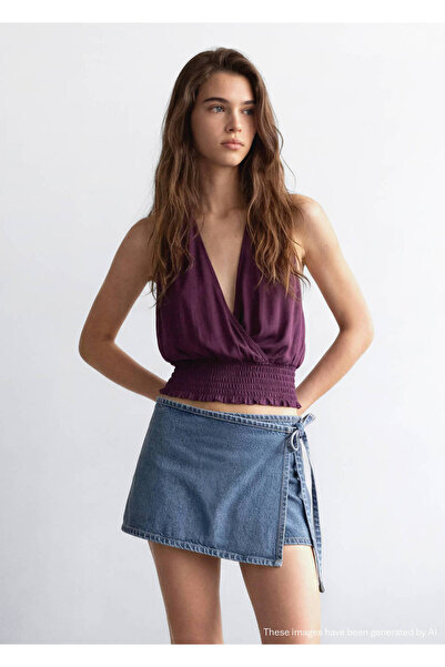 Mango Teen Drape halter yaka bluz