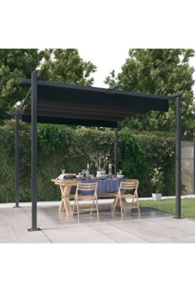 Concept Pavilion de grădină, acoperiș retractabil, antracit, 3x3 m