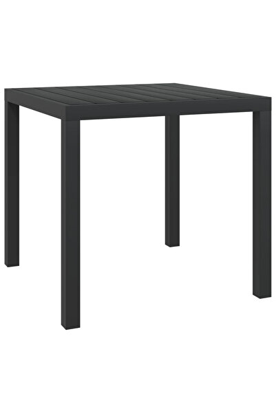 Concept Masă de grădină, negru, 80 x 80 x 74 cm, aluminiu și WPC