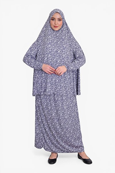 DAKKA KADİMA Namaz Elbisesi Jarse Desanli Two Piece Blue