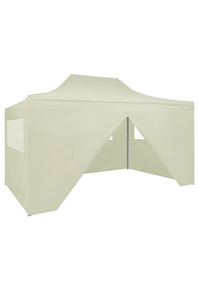 Concept Cort de petrecere pliabil cu 4 pereți, crem, 3 x 4 m, oțel