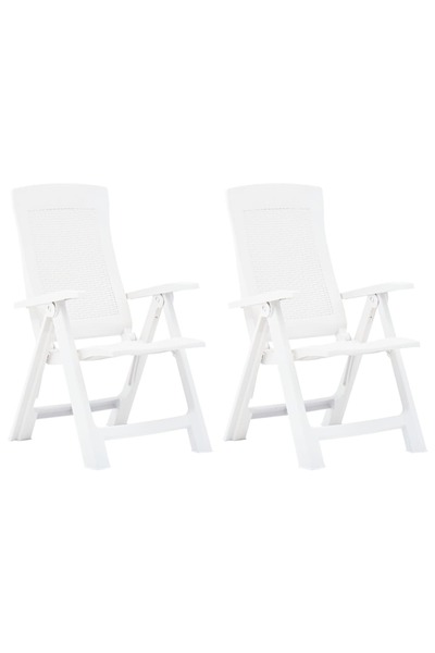 Concept Scaune de grădină rabatabile, 2 buc., alb, plastic