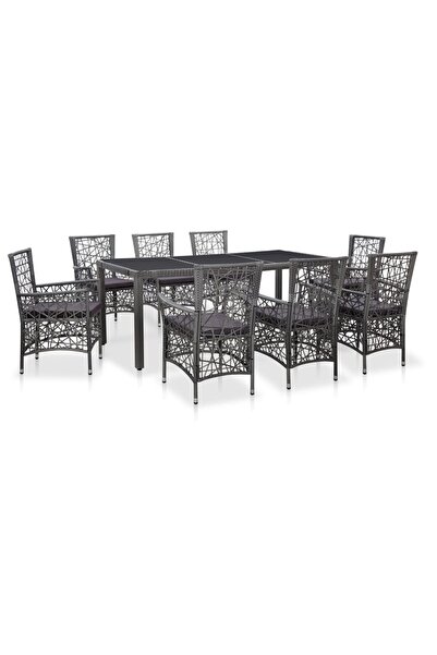 Concept Set mobilier de grădină, 9 piese, gri, poliratan