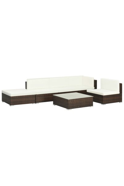Concept Set mobilier de grădină cu perne, 6 piese, maro, poliratan