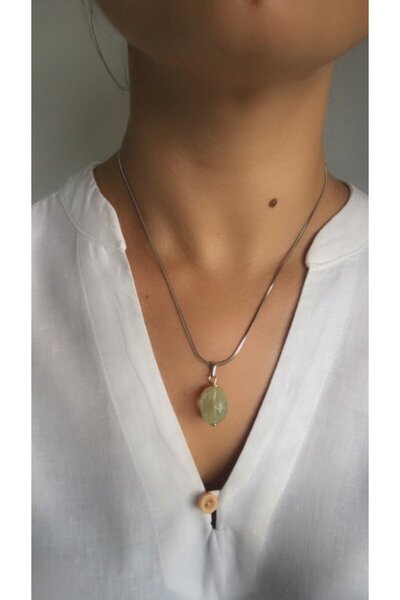 Doğaltaş Masalları Prehnite Stone Necklace