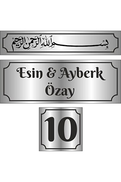 Outdoor One Kişiye Özel Kapı İsimliği ve Kapı Numarası Seti Metal Kapı İsimli...