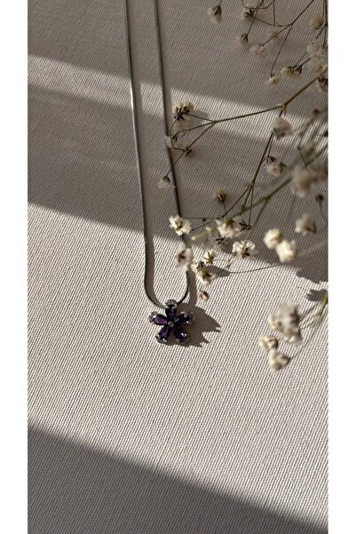 Doğaltaş Masalları Steel Necklace with Amethyst Pendant