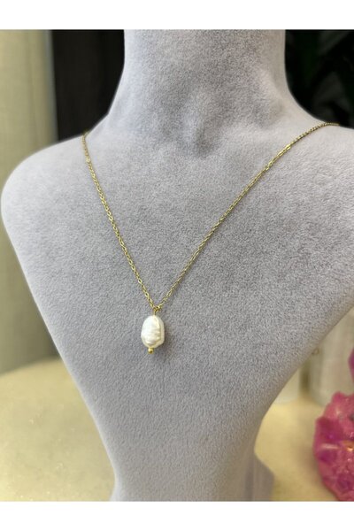 Doğaltaş Masalları Steel Minimal Pearl Pendant Necklace