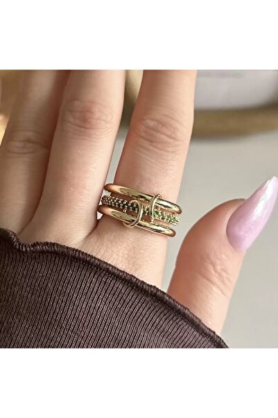 GOLD 3'LÜ GREEN AURA YÜZÜK