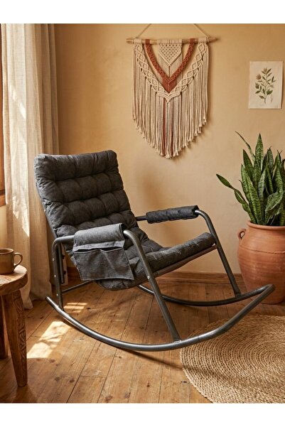 Rocket Rocking Chair, Rocking seat with cushion anthracite