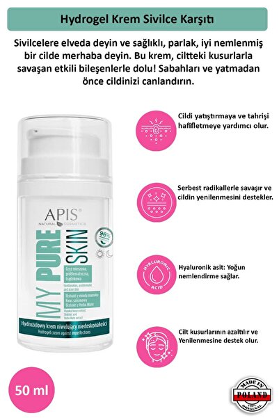 Apis Natural Cosmetics كريم هيدروجيل مضاد للعيوب - ماي بيور سكين - 50 مل
