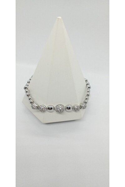 ndjewelry سوار سلسلة على شكل حجر فضي اللون