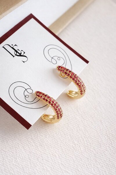 Deesse Latelier Pink Stone Curve Earrings