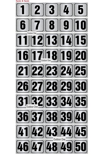 Outdoor One Πινακίδες για Πόρτες, Τραπέζια, Ντουλάπες, Μεταλλικές, Αριθμημένε...