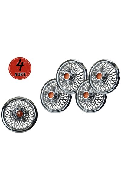 OTOCİRİT Jant Kapağı Kırılmaz Telli Yıldız Fırfırlı Turuncu 15" ABS Krom Pasl...