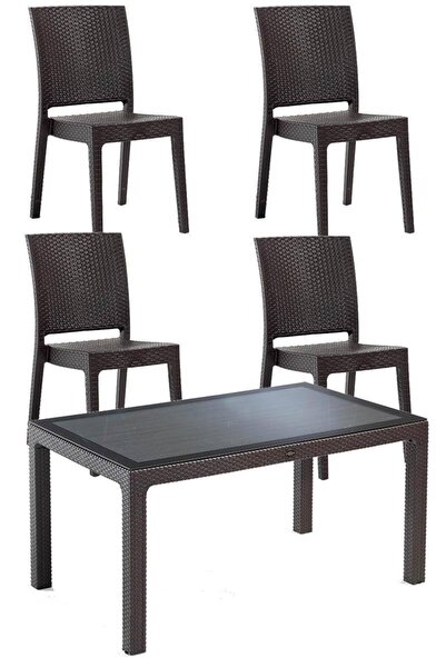 Yekta Home Novussi Pisa Masa Takımı 4 Kişilik Bahçe Balkon Seti Nice Koltuk C...