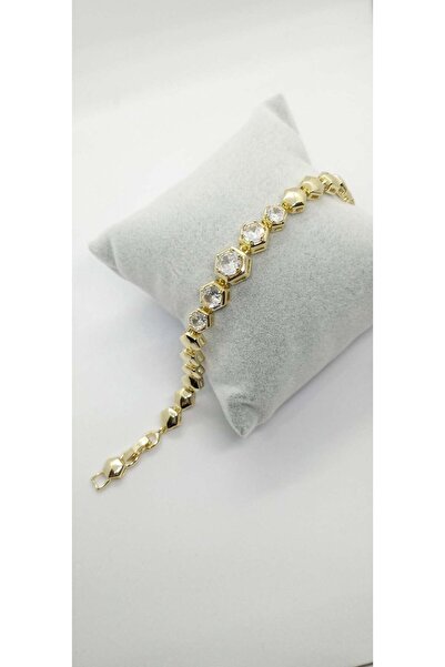 ndjewelry سوار سلسلة Vip بتفاصيل حجر العسل باللون الذهبي