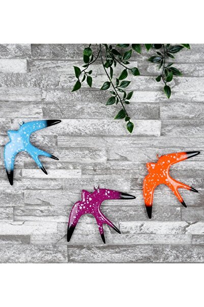 Colorful Decorative Swallow Wall Ornament 3-Piece Orange Set