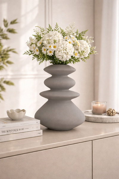 ANGDESİGN Κεραμικό Βάζο Efes-Χωρίς Επικάλυψη-22 εκ. - Γκρι •• Μοντέρνο Κεραμι...