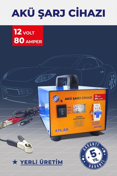 Otomobil Akü Şarj Cihazı 12 Volt 80 Amper 5 Yıl Garanti