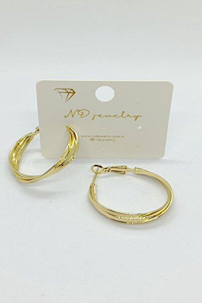 ndjewelry أقراط دائرية ذهبية (متوسطة الحجم)
