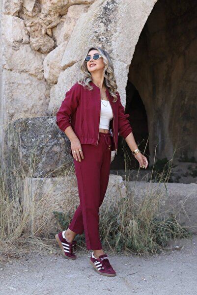 bytugcekaya Σετ παντελόνι με φερμουάρ μπορντό