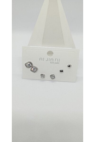ndjewelry Silver color baguette stone earring set