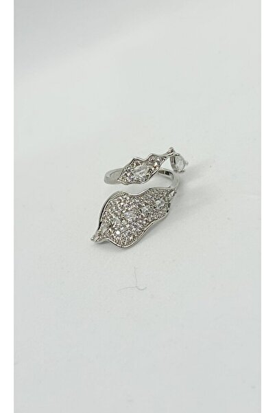 ndjewelry خاتم لامع على شكل ورقة - أناقة فضية