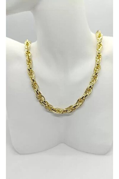 ndjewelry قلادة سلسلة ذهبية سميكة محبوكة (44 سم)