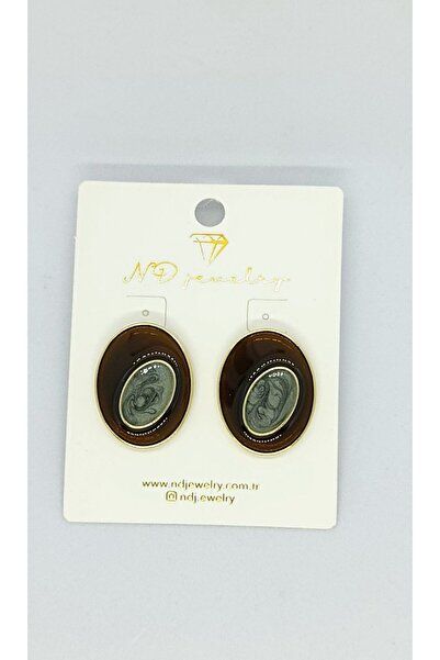 ndjewelry أقراط رخامية بلون الكراميل