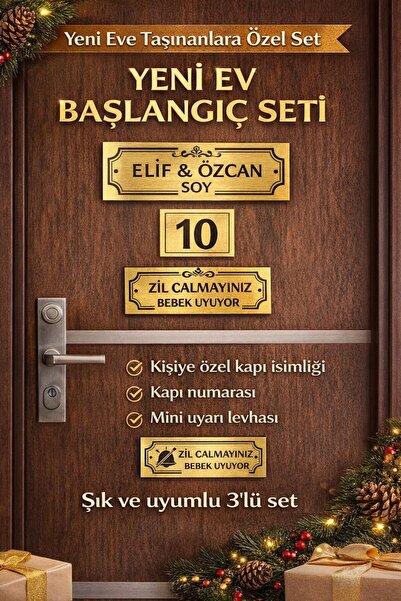 Outdoor One Yeni Eve Taşınanlara Özel Kapı Seti – İsimlik, Numara ve Mini Levha
