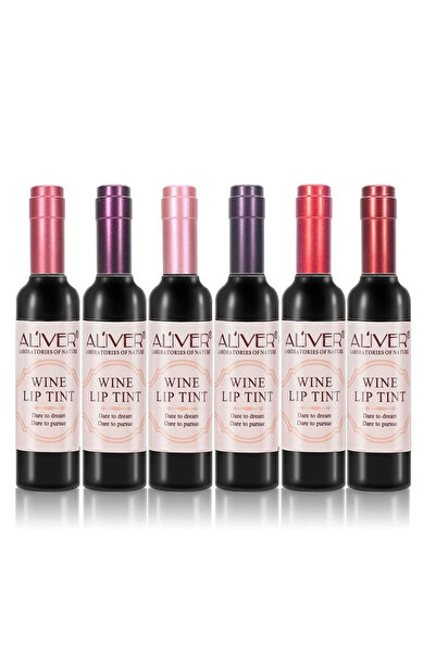 ALİVER Set de 6 rujuri mate premium rezistente la transfer, Aliver Wine Lip T...