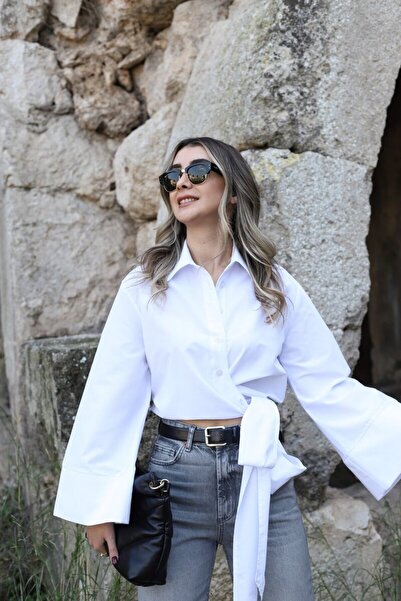 bytugcekaya Λευκό ισπανικό πουκάμισο δεμένο