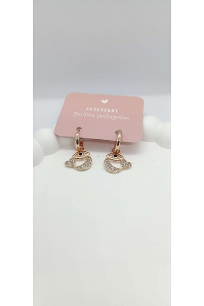 ndjewelry Eye and heart detail dangle earrings